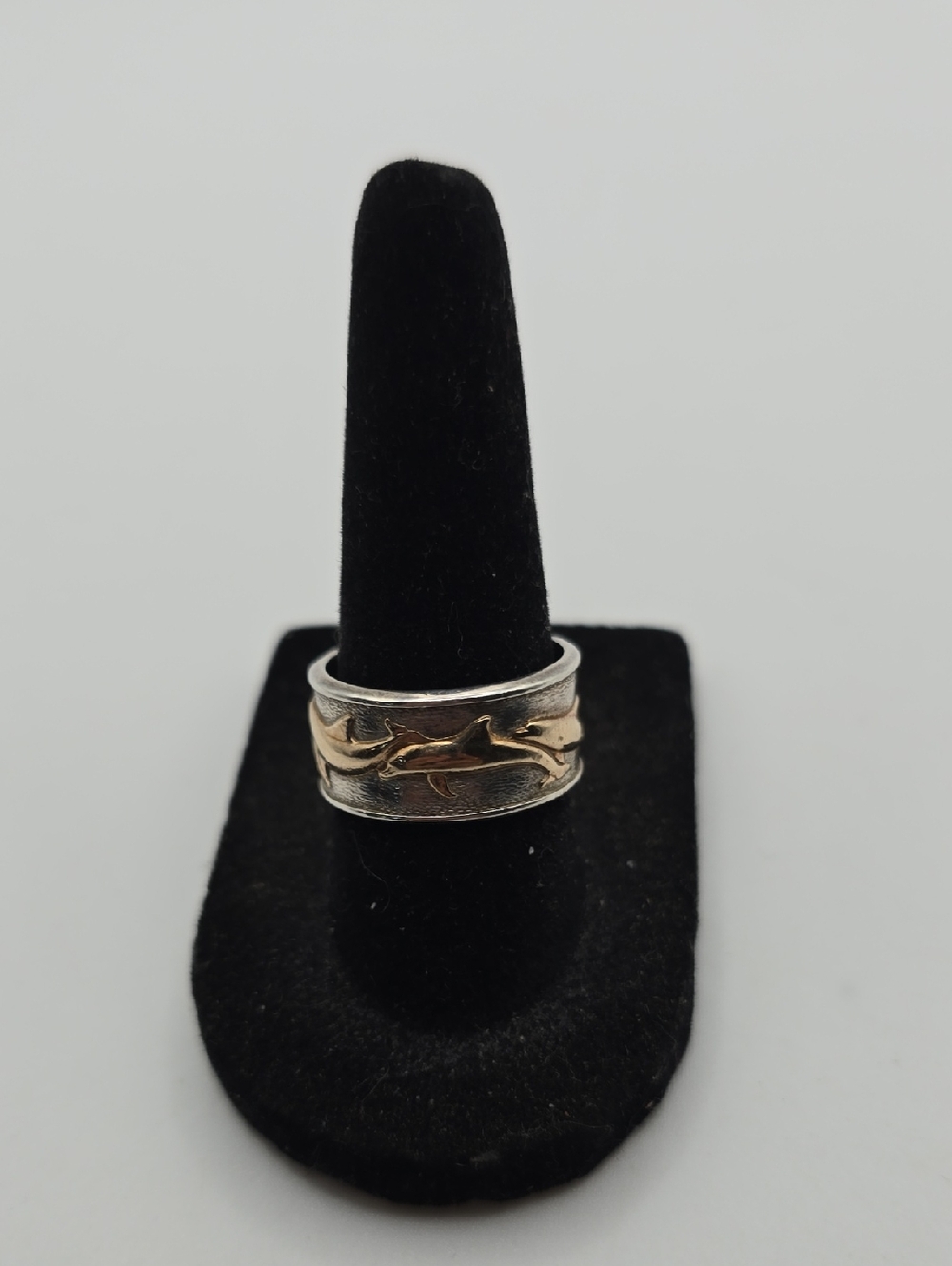 Kabana Sterling Silver and 14k Gold Two-Tone Dolphin Band Ring